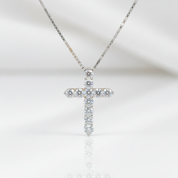 Classic 12 Pieces Round Diamond Option Cross Necklace