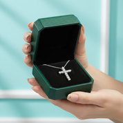 Classic 12 Pieces Round Diamond Option Cross Necklace