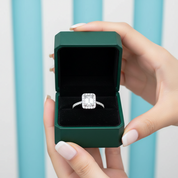 Classic 14K White Gold 1.0 Ct Emerald Cut Halo Diamond OptionEngagement Ring - Evani Naomi Jewelry