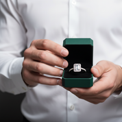 Classic 14K White Gold 1.0 Ct Emerald Cut Halo Diamond OptionEngagement Ring - Evani Naomi Jewelry