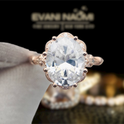 Classic 18K Rose Gold Oval Diamond Halo Engagement Ring-Evani Naomi Jewelry