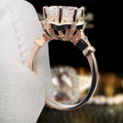 Classic 18K Rose Gold Oval Diamond Halo Engagement Ring-Evani Naomi Jewelry