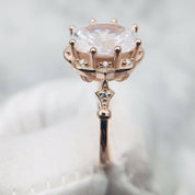 Classic 18K Rose Gold Oval Diamond Halo Engagement Ring-Evani Naomi Jewelry