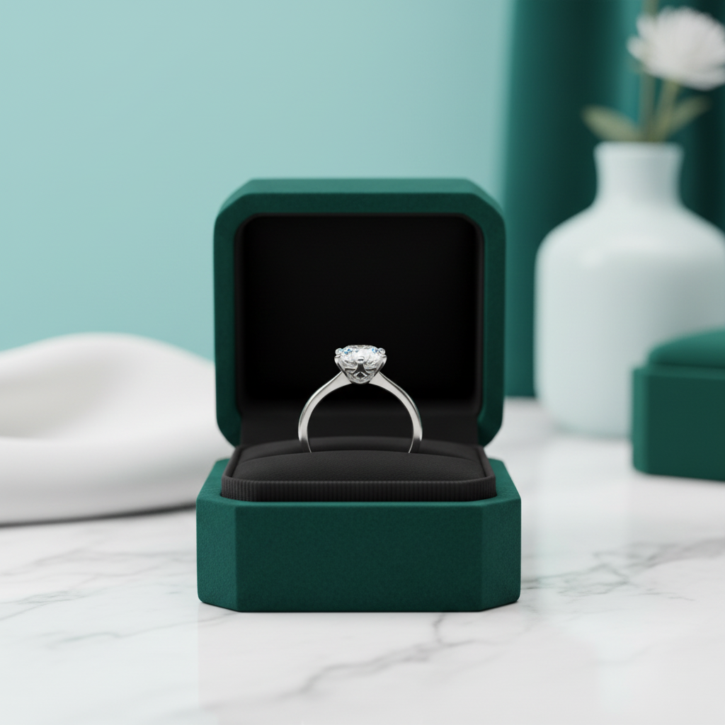 Classic 18K White Gold 1.0 Ct Round Cut Diamond Option Engagement Ring - Evani Naomi Jewelry