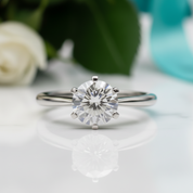Classic 18K White Gold 1.0 Ct Round Cut Diamond Option Engagement Ring - Evani Naomi Jewelry