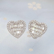 Classic 18k Gold Diamond Heart Shaped Stud Earrings-Evani Naomi Jewelry