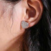 Classic 18k Gold Diamond Heart Shaped Stud Earrings-Evani Naomi Jewelry