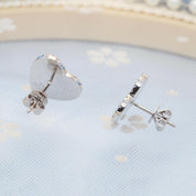 Classic 18k Gold Diamond Heart Shaped Stud Earrings-Evani Naomi Jewelry