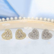 Classic 18k Gold Diamond Heart Shaped Stud Earrings-Evani Naomi Jewelry