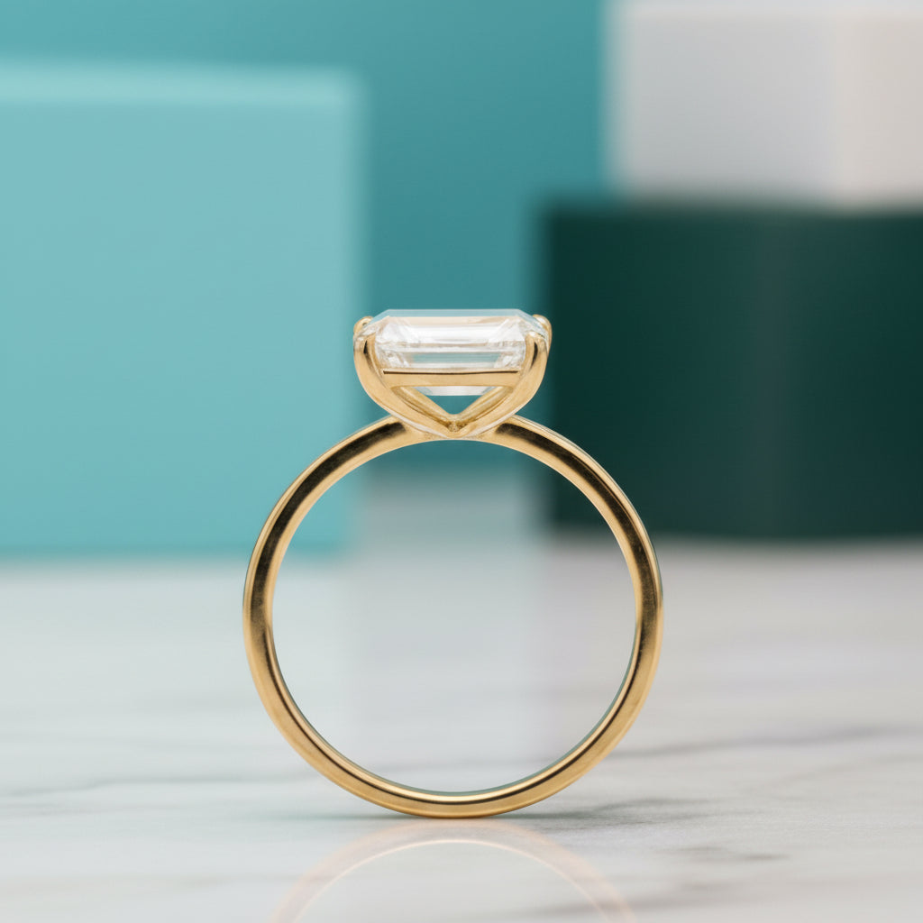 Classic 18K Yellow Gold 4.0 Ct Emerald Cut Diamond Engagement Ring-Evani Jewelry