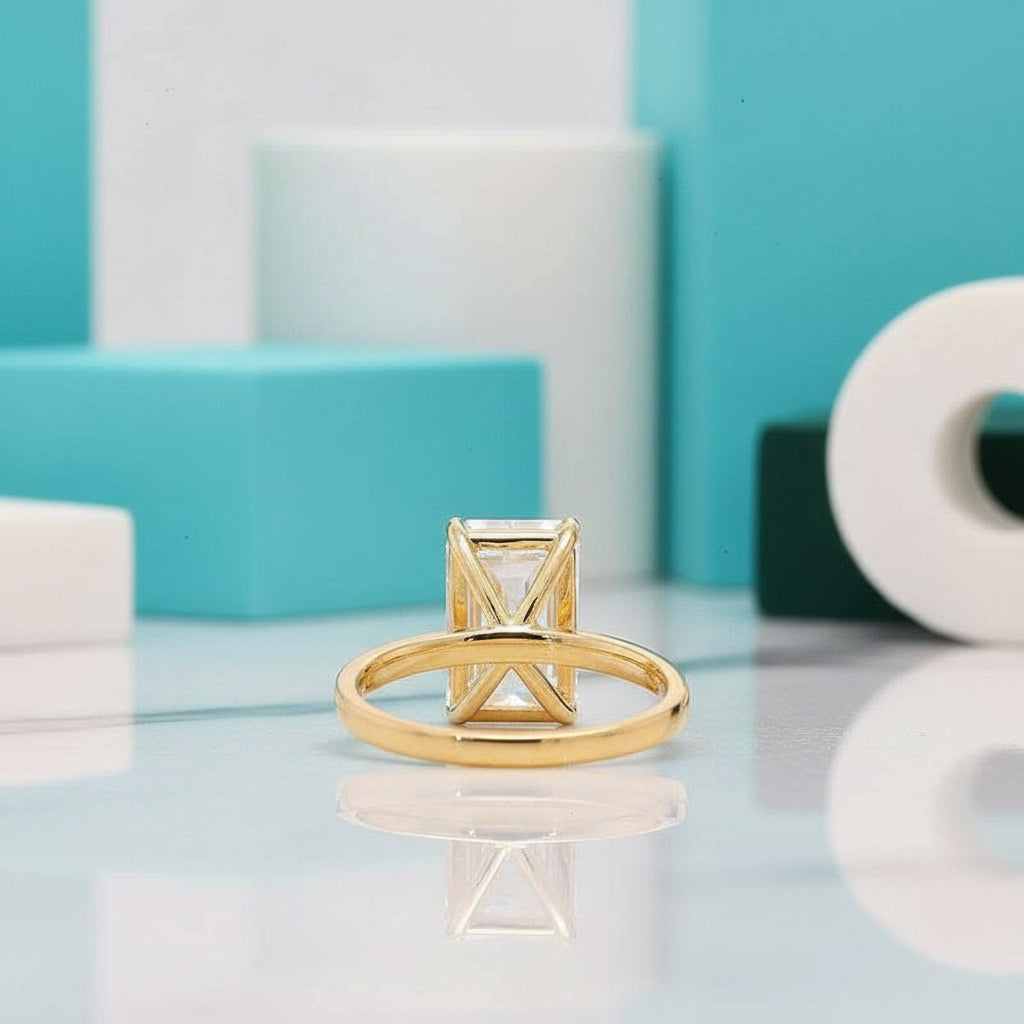 Classic 18K Yellow Gold 4.0 Ct Emerald Cut Diamond Engagement Ring-Evani Jewelry