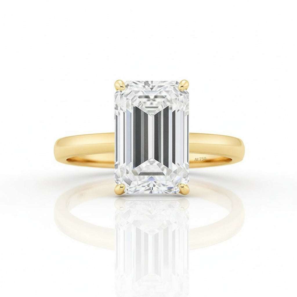 Classic 18K Yellow Gold 4.0 Ct Emerald Cut Diamond Engagement Ring-Evani Jewelry