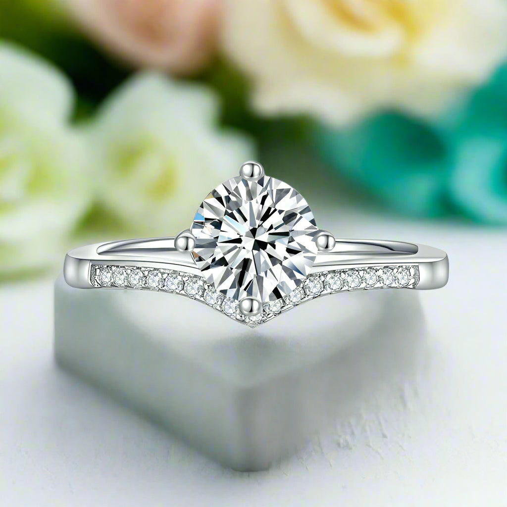 Classic 1.0 CT 14k White Gold Engagement Ring-Evani Naomi Jewelry