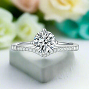 Classic 1.0 CT 14k White Gold Engagement Ring-Evani Naomi Jewelry