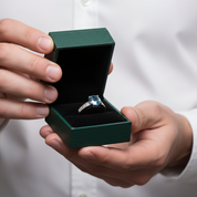 Classic 1.0 Ct Cushion Cut Blue Diamond Option Engagement Ring
