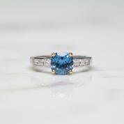 Classic 1.0 Ct Cushion Cut Blue Diamond Option Engagement Ring