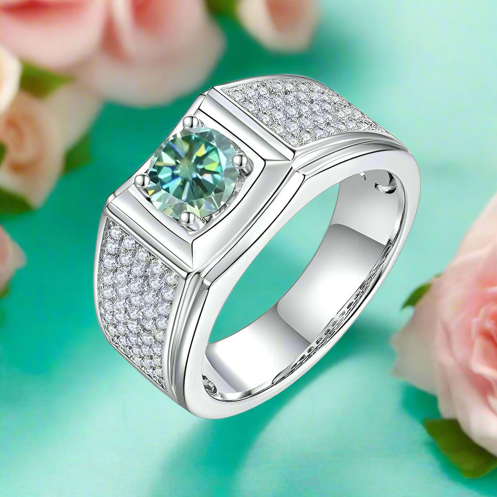 Classic 1.0 Ct Green Certified Moissanite Wedding Band-Evani Jewelry