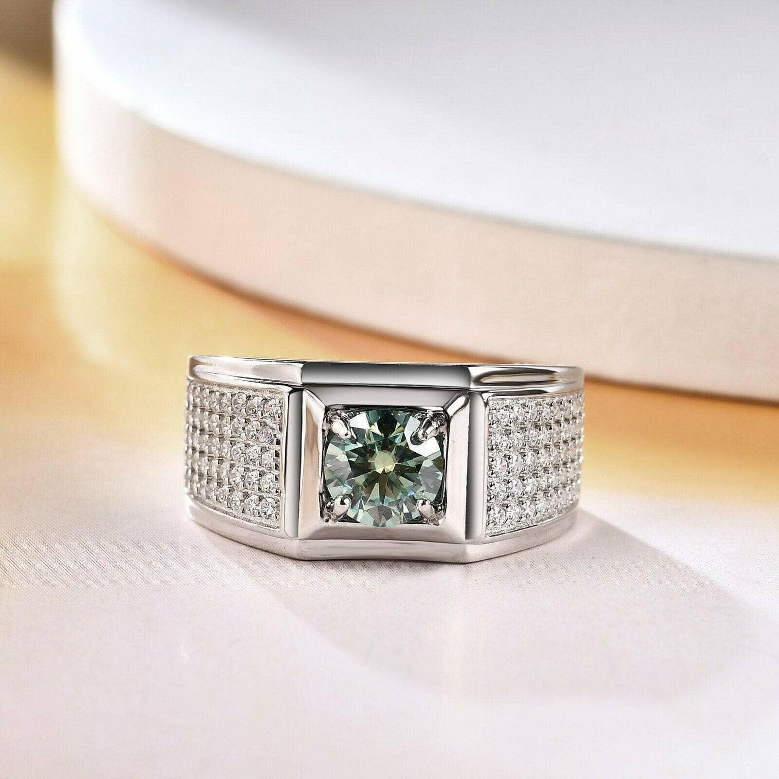 Classic 1.0 Ct Green Certified Moissanite Wedding Band-Evani Jewelry
