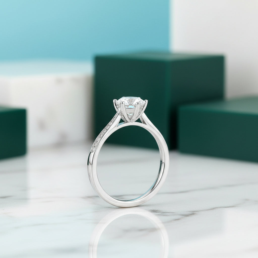 Classic 1.0 Ct Round Cut Diamond Engagement Ring-Evani Jewelry