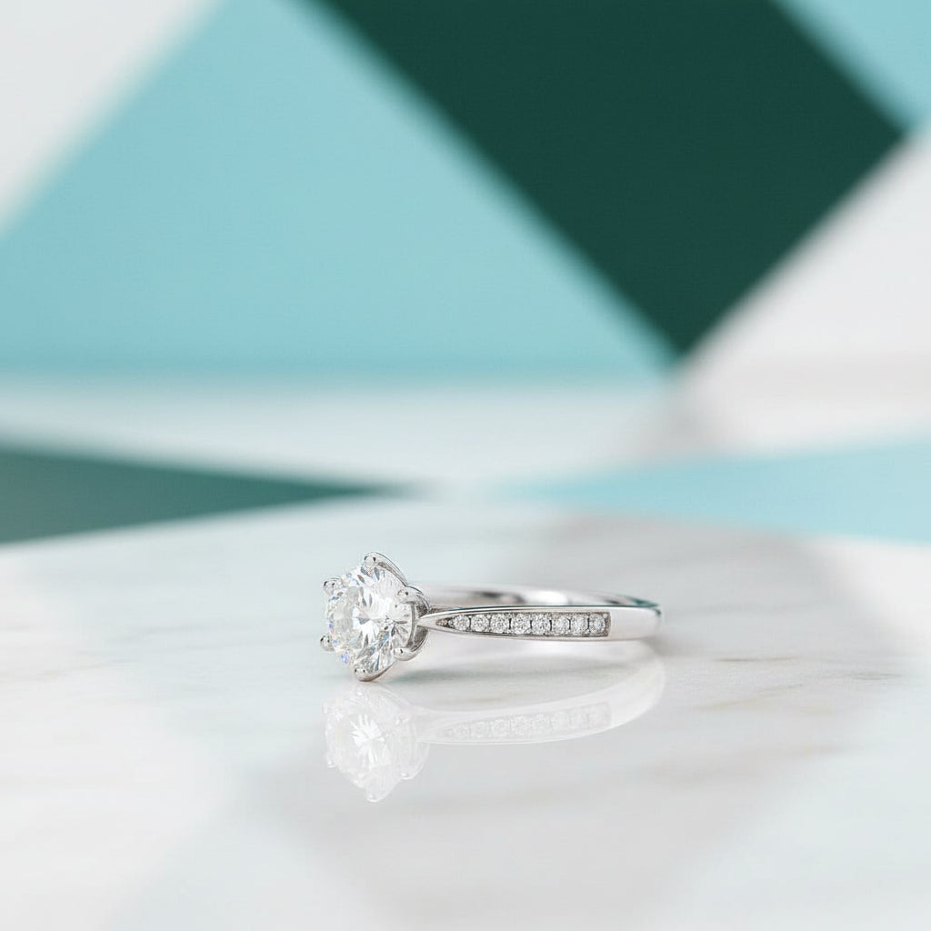 Classic 1.0 Ct Round Cut Diamond Engagement Ring-Evani Jewelry