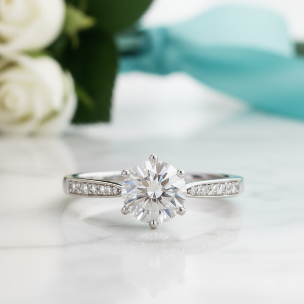 Classic 1.0 Ct Round Cut Diamond Engagement Ring-Evani Jewelry
