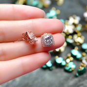 Classic 1.0 Ct Round Cut Diamond Halo Stud Earrings-Evani Naomi Jewelry