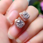 Classic 1.0 Ct Round Cut Diamond Halo Stud Earrings-Evani Naomi Jewelry
