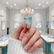 Classic 1.0 Ct Round Cut Diamond OptionHalo Stud Earrings