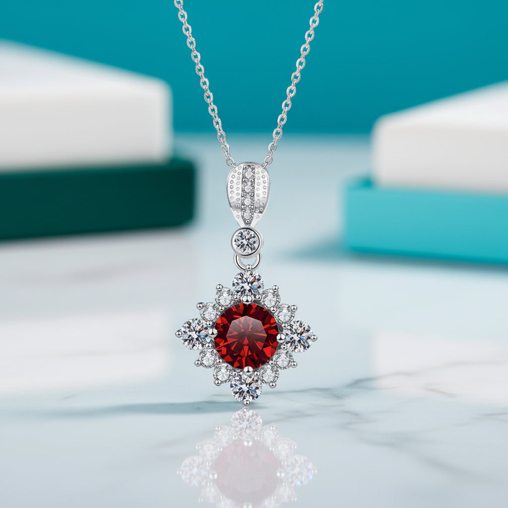 Classic 1.0 Ct Round Cut Ruby Pendant Necklace-Evani Jewelry
