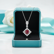 Classic 1.0 Ct Round Cut Garnet Pendant Necklace-Evani Jewelry