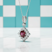 Classic 1.0 Ct Round Cut Ruby Pendant Necklace-Evani Jewelry
