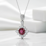 Classic 1.0 Ct Round Cut Garnet Pendant Necklace-Evani Jewelry