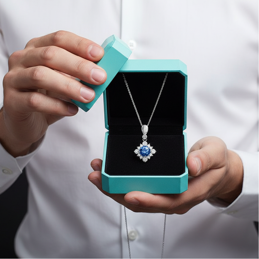 Classic 1.0 Ct Round Cut Sapphire Birthstone Pendant Necklace-Evani Jewelry