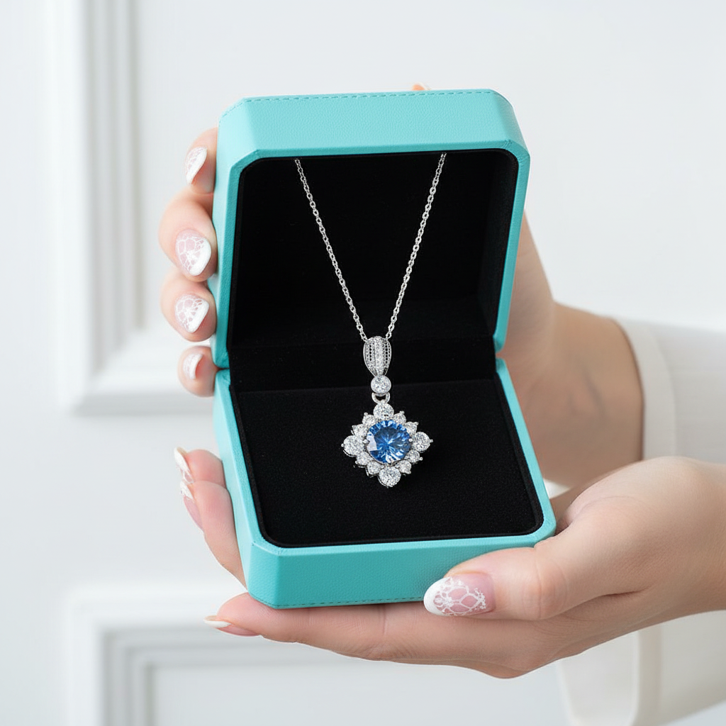 Classic 1.0 Ct Round Cut Sapphire Birthstone Pendant Necklace-Evani Jewelry