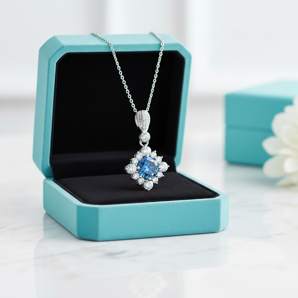 Classic 1.0 Ct Round Cut Sapphire Birthstone Pendant Necklace-Evani Jewelry