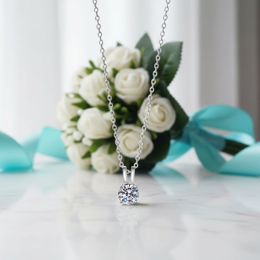 Classic 1.0 Ct Round Cut Diamond Pendant Necklace-Evani Jewelry