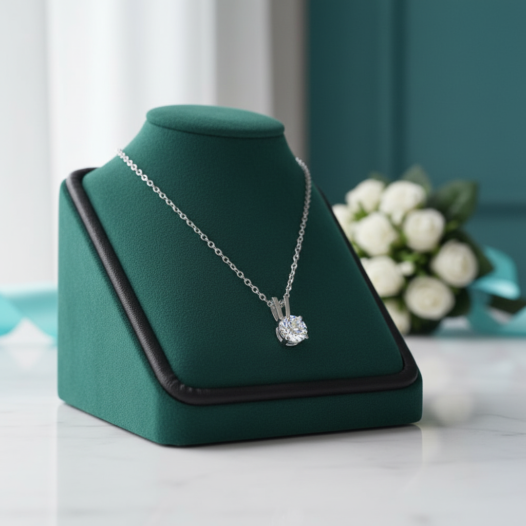 Classic 1.0 Ct Round Cut Diamond OptionPendant Necklace