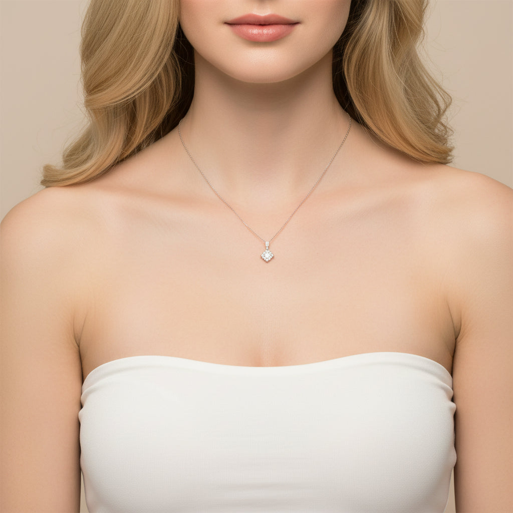 Classic 1.0 Ct Round Cut Diamond Pendant Necklace-Evani Jewelry