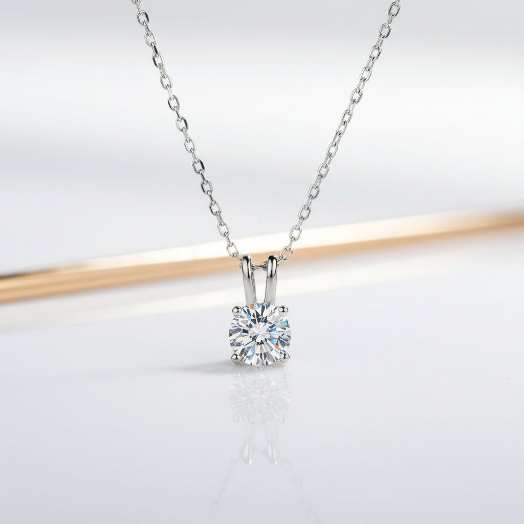Classic 1.0 Ct Round Cut Diamond Pendant Necklace-Evani Jewelry