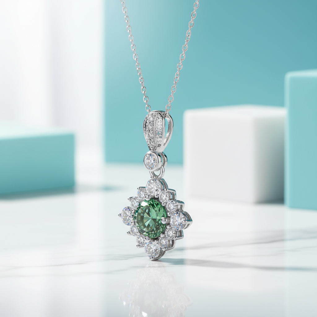 Classic 1.0 Ct Round Cut Peridot Birthstone Pendant Necklace-Evani Jewelry