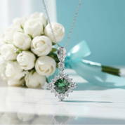Classic 1.0 Ct Round Cut Emerald Birthstone Pendant Necklace-Evani Jewelry