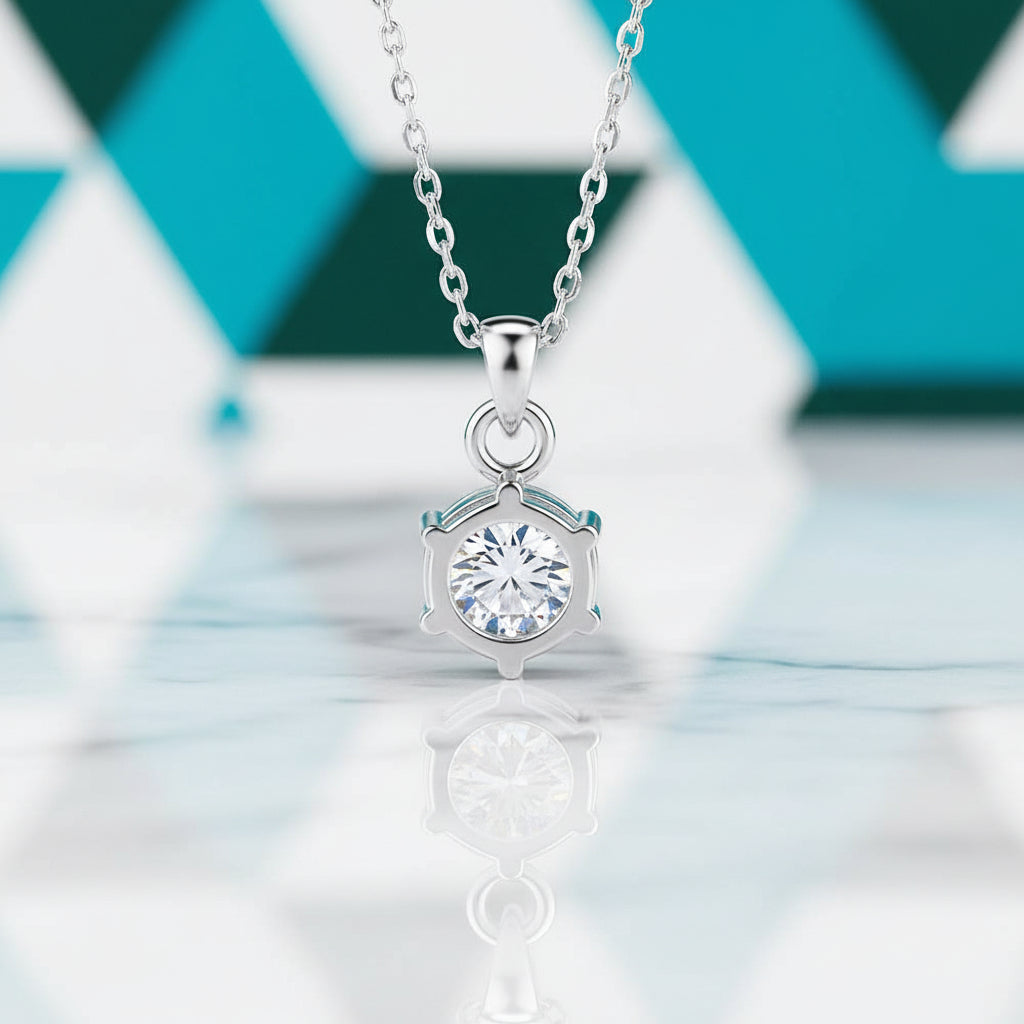 Classic 1.0 Ct Round Cut Diamond Pendant Necklace-Evani Jewelry