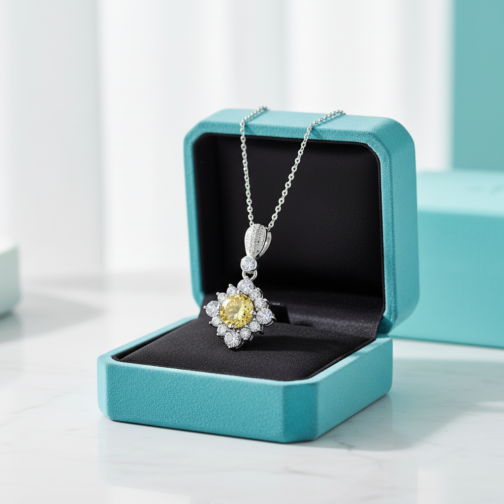 Classic 1.0 Ct Round Cut Topaz and Citrine Birthstone Pendant Necklace - Evani Naomi Jewelry