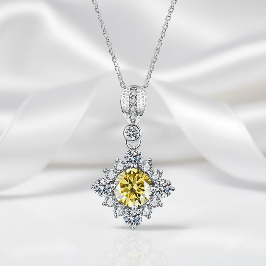 Classic 1.0 Ct Round Cut Topaz and Citrine Birthstone Pendant Necklace