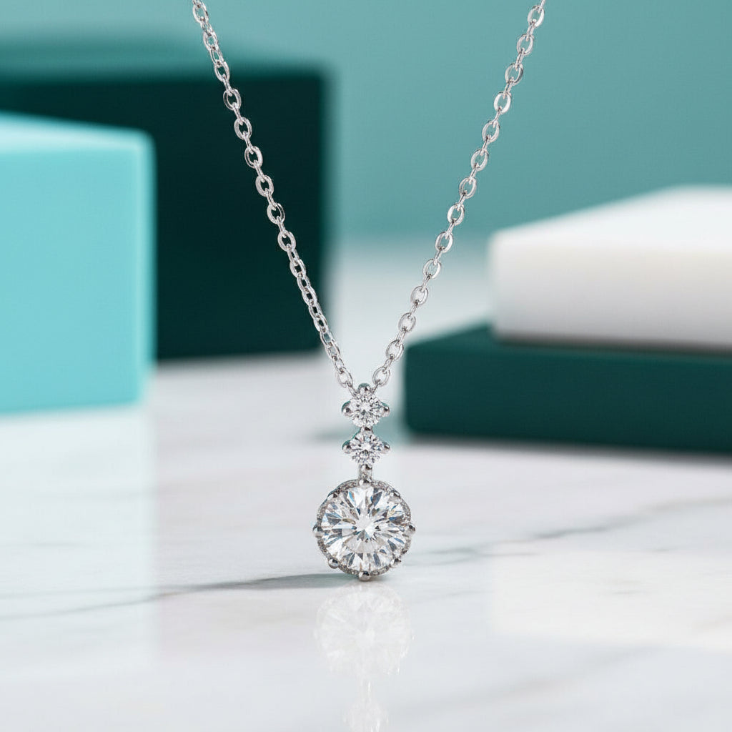 Classic 1.0 Ct Round Cut Diamond Pendant Necklace-Evani Jewelry