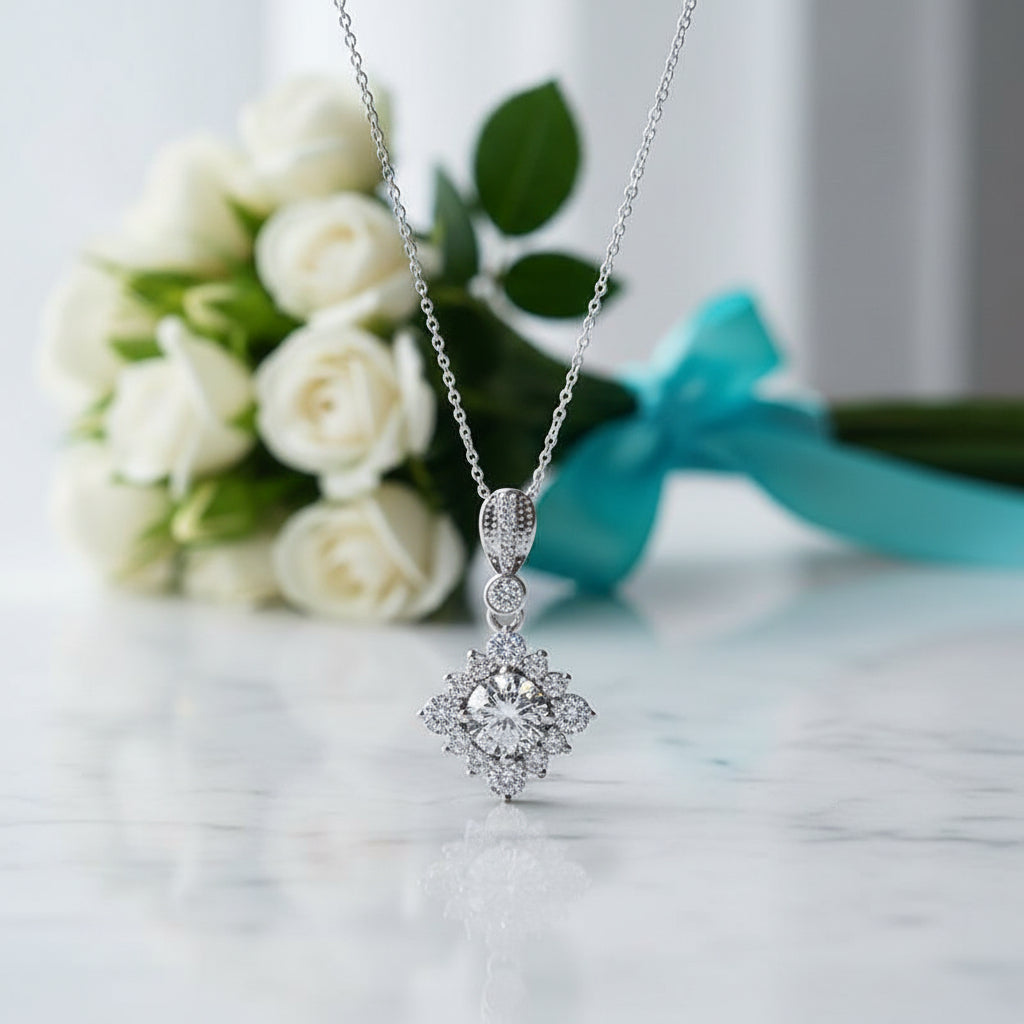Classic 1.0 Ct Round Cut Diamond Pendant Necklace-Evani Jewelry
