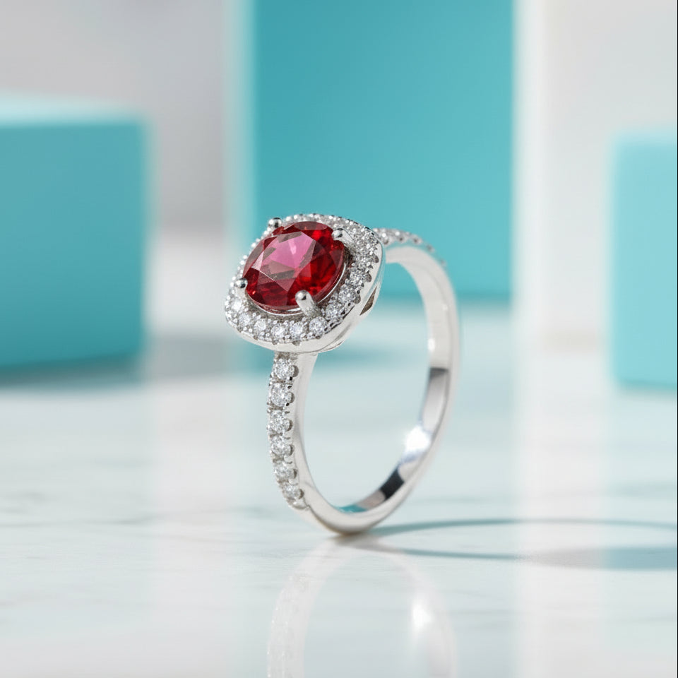 Classic 1.0 Ct Ruby Birthstone Round Cut Engagement Ring-Evani Jewelry