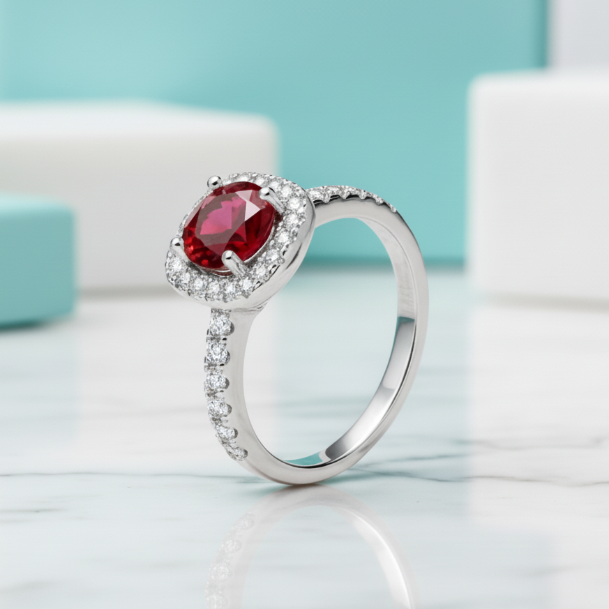 Classic 1.0 Ct Round Cut Garnet Engagement Ring-Evani Jewelry