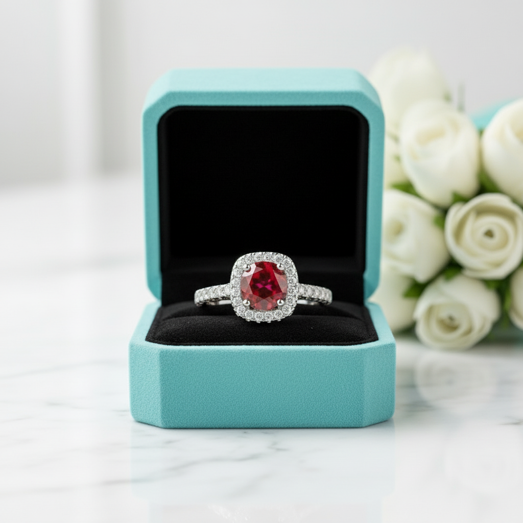 Classic 1.0 Ct Ruby Birthstone Round Cut Engagement Ring-Evani Jewelry