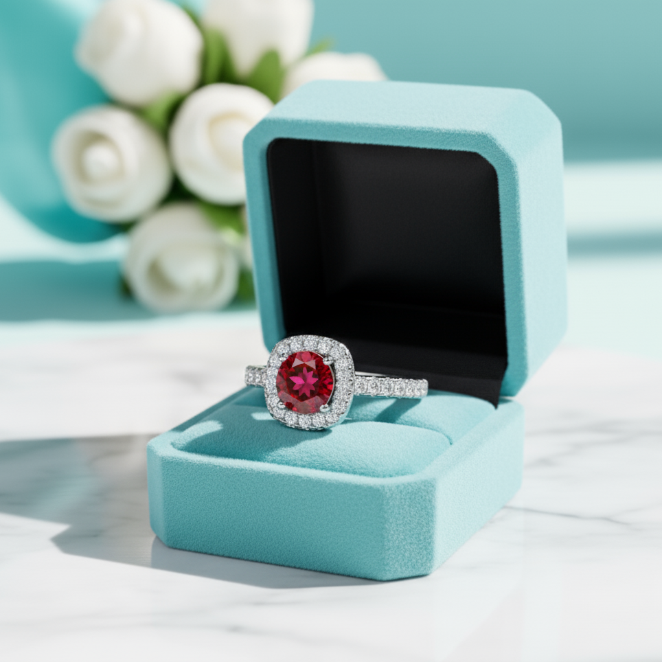 Classic 1.0 Ct Round Cut Garnet Engagement Ring-Evani Jewelry